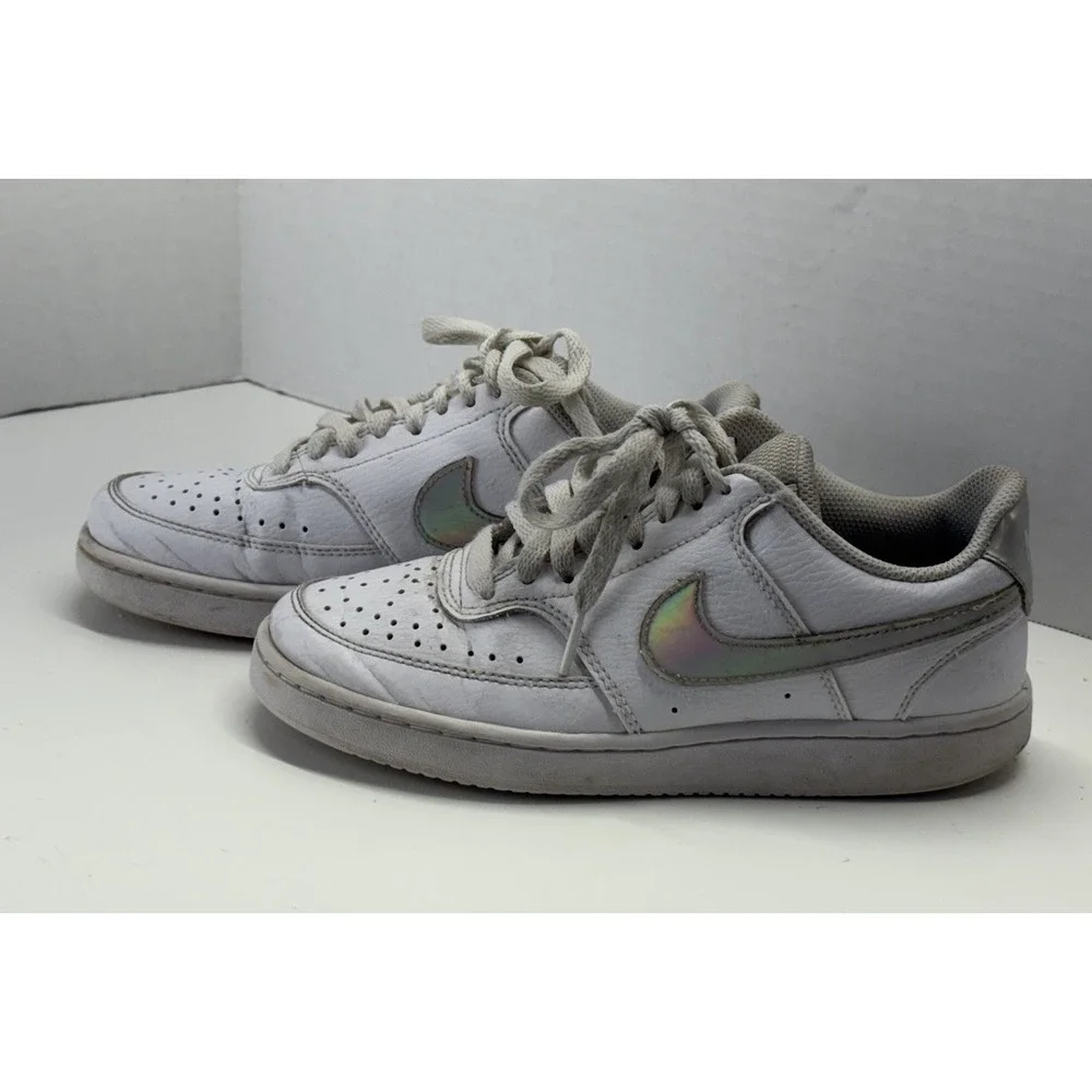 Nike Women's Size 6 Court Vision Low‎ White/Iridescent sneakers - CW5596-100